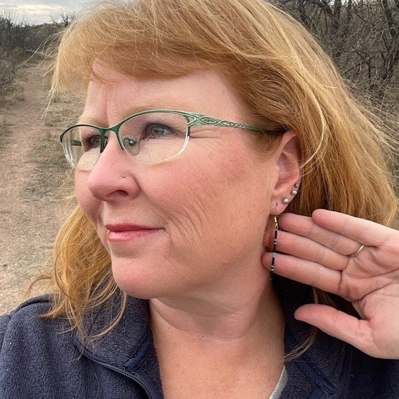 Turquoise and Black Simple Beaded Earrings - Picture 5 of 6